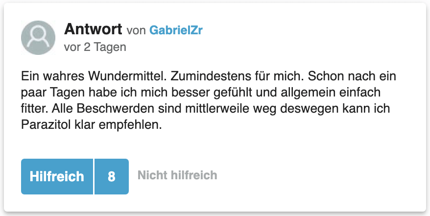 Parazitol Erfahrung Bewertung