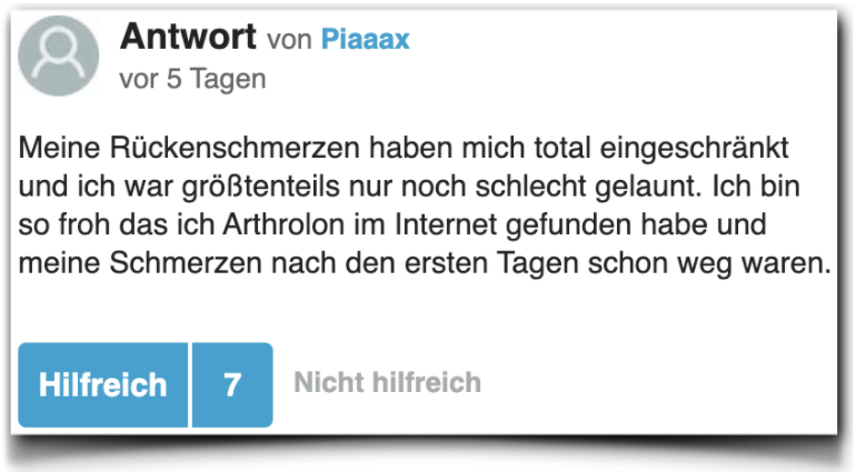 Arthrolon Erfahrung Bewertung gutefrage