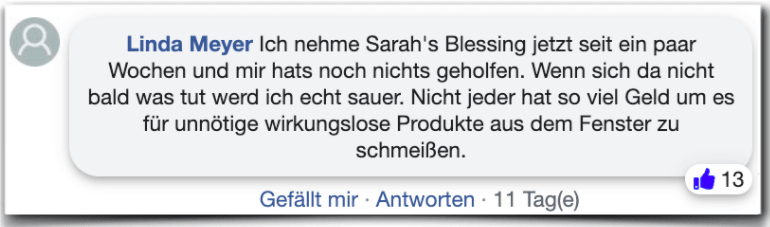 Sarah's Blessing Erfahrungsbericht Bewertung Kritik Erfahrungen