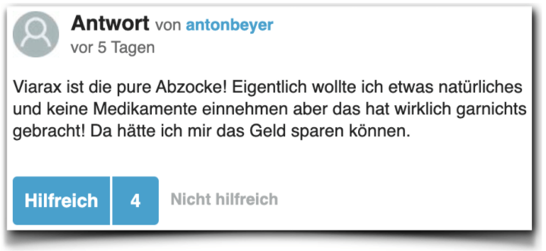 Viarax Erfahrungsberichte Kritik gutefrage