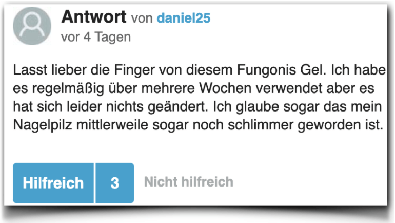 Fungonis Gel Bewertung Erfahrungsberichte