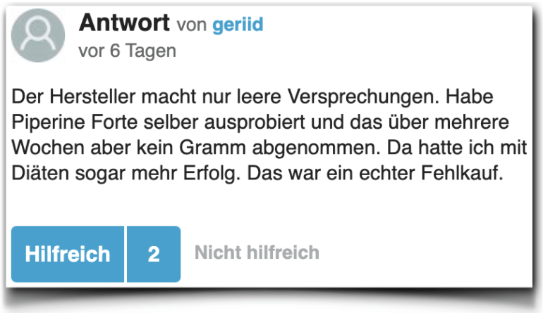 Piperine Forte Erfahrungsberichte Bewertung gutefrage