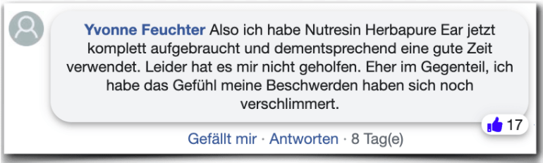 Nutresin Herbapure Ear Erfahrungsbericht Bewertung Kritik Nutresin Herbapure Ear