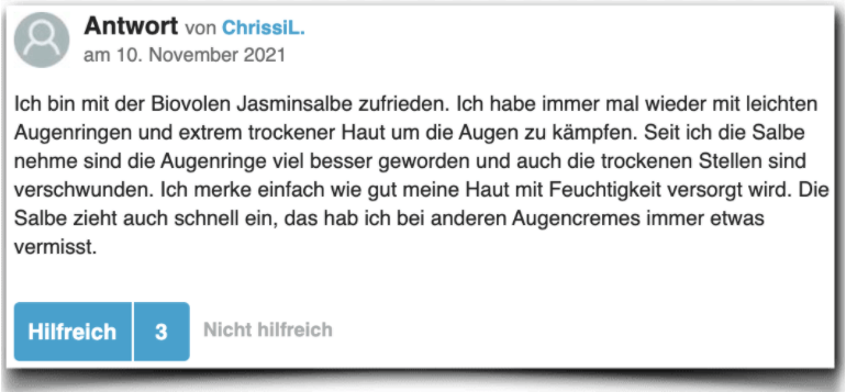Biovolen Jasminsalbe Erfahrung Erfahrungen Erfahrungsbericht