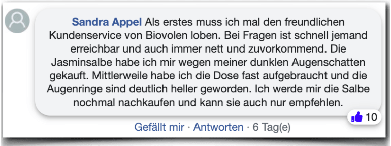 Biovolen Jasminsalbe Erfahrungsbericht Bewertung Erfahrung Erfahrungen Biovolen Jasminsalbe