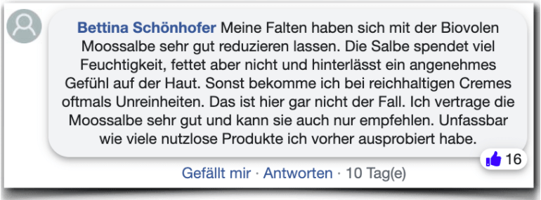 Biovolen Moossalbe Erfahrungsbericht Bewertung Erfahrung Erfahrugnen Biovolen Moossalbe
