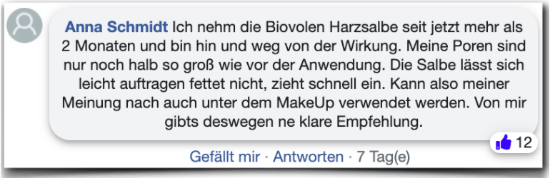 Biovolen Harzsalbe Erfahrungsbericht Bewertung Erfahrungen