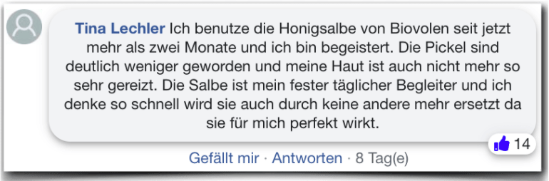 Biovolen Honigsalbe Erfahrungsbericht Bewertung Erfahrungen